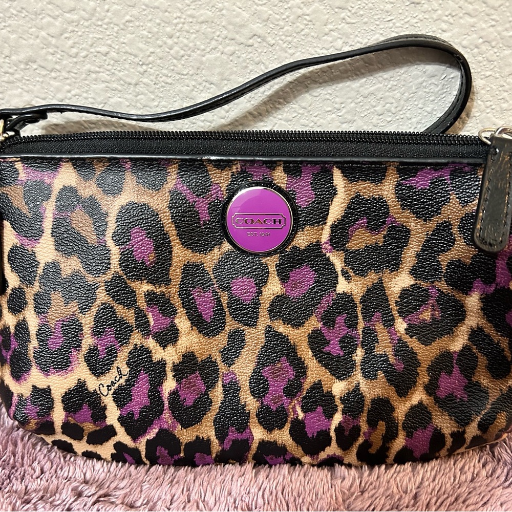 Multicolor Coach clutch w adjustable strap